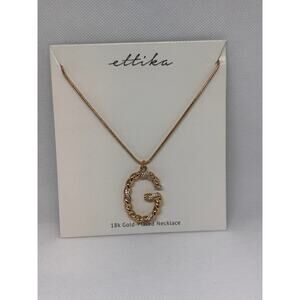 NEW ETTIKA REVOLVE 18K Goldplated Twisted Crystal Initial Pendant Necklace G